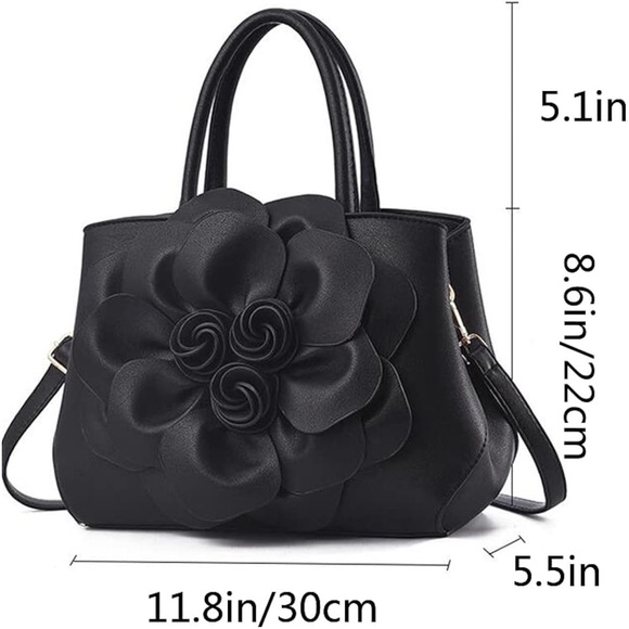 3D Flower PU Leather Handbag/Shoulder Bag/ Messenger Bag / Crossbody Bag - Picture 8 of 9